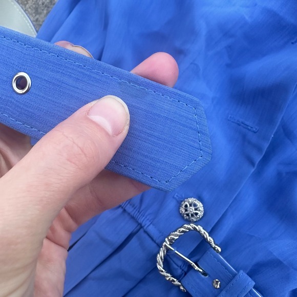 Leslie Fay Petite Vintage Belted Shirt Dress Pleated Career‎ Blue 8P - Picture 10 of 13